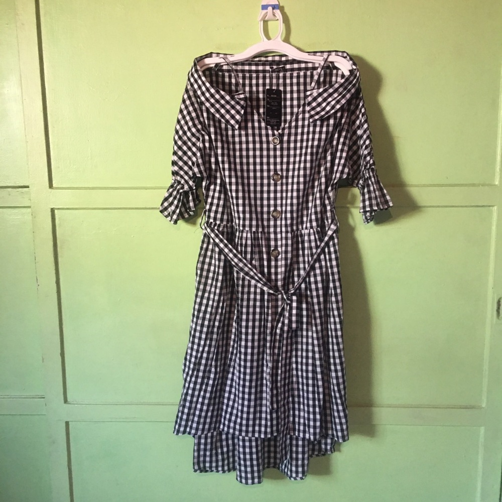 Hi Lo Gingham Midi Dress